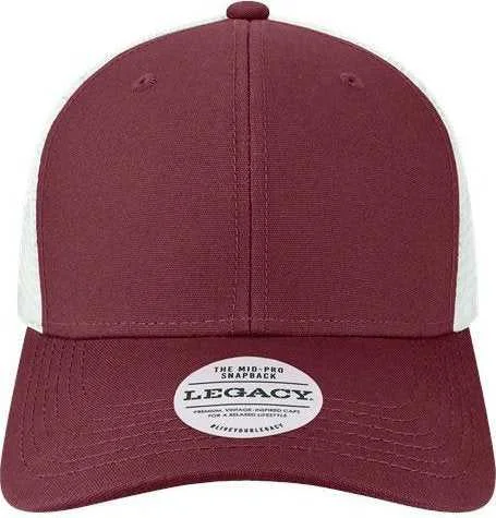 Legacy MPS Mid-Pro Snapback Trucker Cap - Maroon White