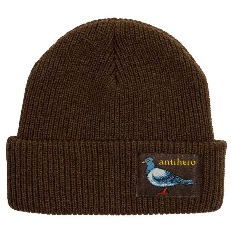 Lil Pigeon Label Cuff Beanie | Brown