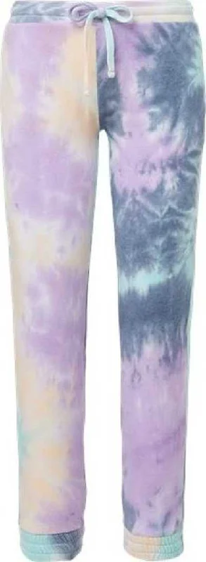 MV Sport W20199 Women's Jamie Angel Fleece Sweatpants - Pastel Tie Dye