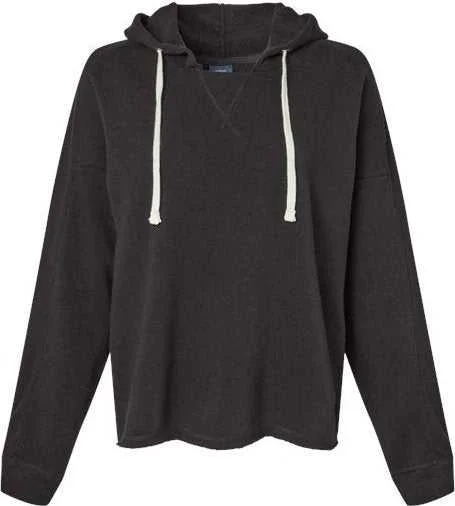 MV Sport W23101 Women's Angel Fleece Crop Hooded Sweatshirt - Black