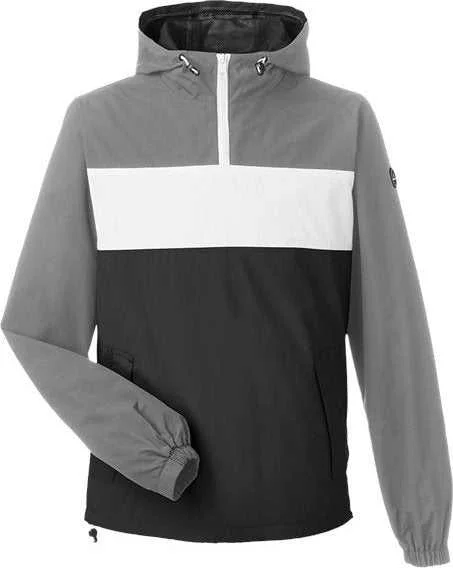 Nautica N17174 Windward Anorak Hooded Quarter-Zip Jacket - Graphite White Black