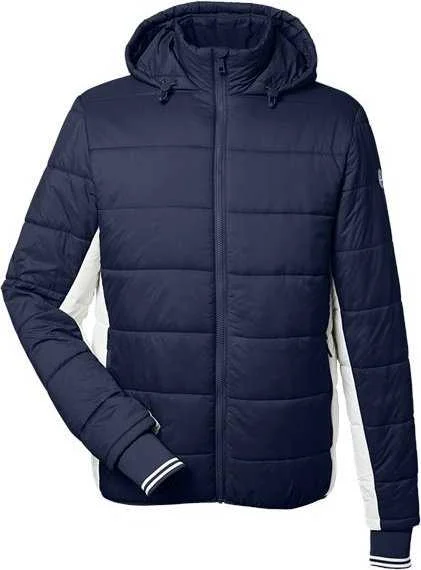 Nautica N17186 Nautical Mile Hooded Puffer Jacket - Navy Antique White