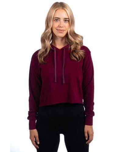 Next Level 9384 Ladies' Cropped Pullover Hooded Sweatshirt - Maroon