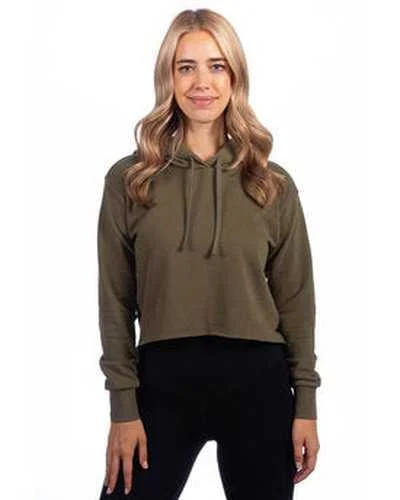 Next Level 9384 Ladies' Cropped Pullover Hooded Sweatshirt - Military Green