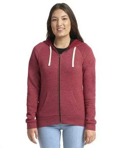 Next Level 9603 Ladies' Malibu Raglan Full-Zip Hooded Sweatshirt - Heather Cardinal