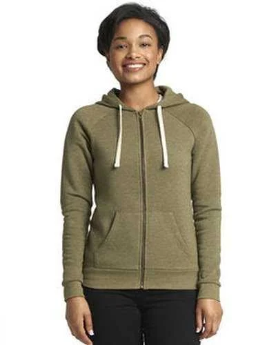 Next Level 9603 Ladies' Malibu Raglan Full-Zip Hooded Sweatshirt - Heather Militry Green