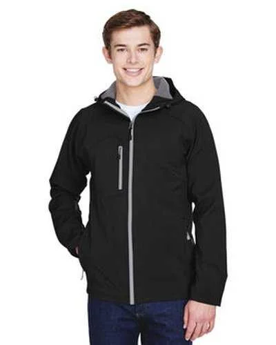 North End 88166 Men's Prospect Two-Layer Fleece Bonded Soft Shell Hooded Jacket - Black