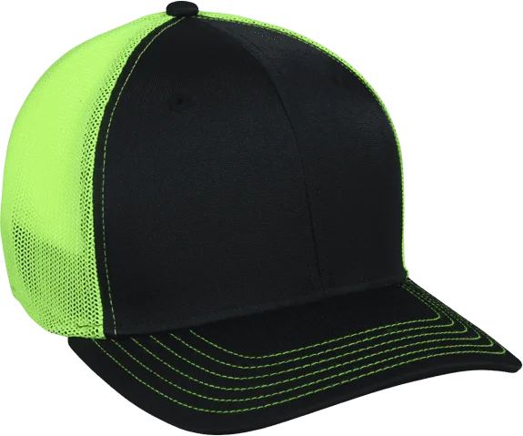 OC Sports CT120M Extra-flexible Slight Pre-curved Visor - Black Neon Yellow