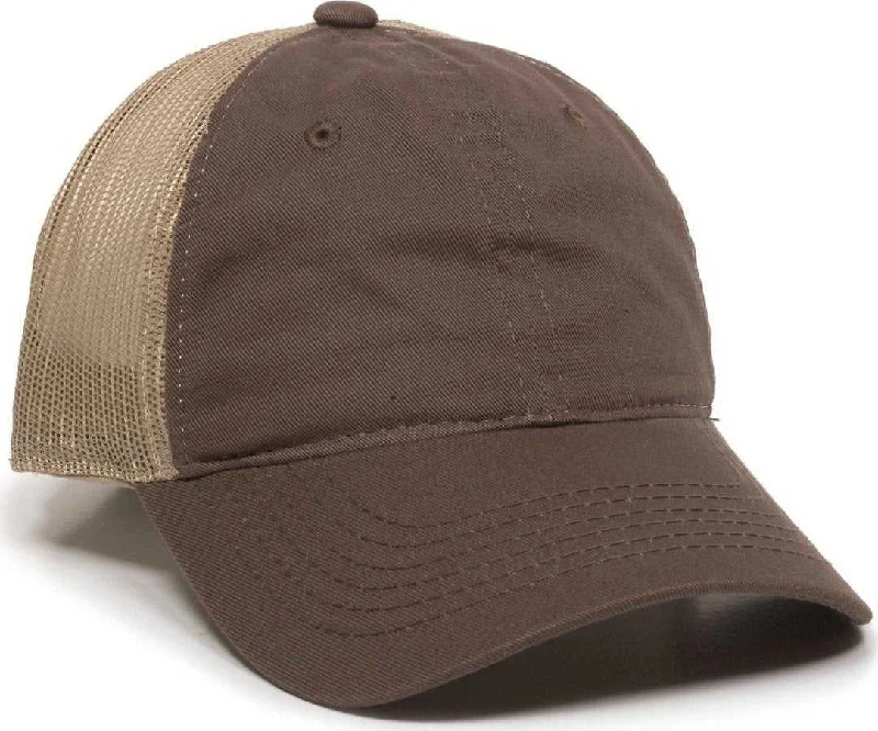 OC Sports FWT-130 Garment Wash Mesh Back Baseball Cap - Brown Tan