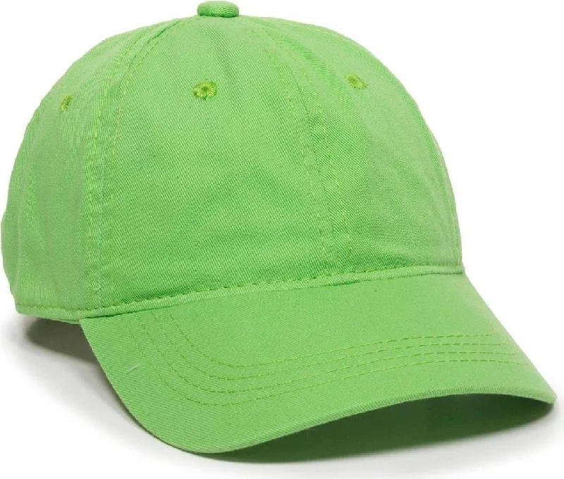 OC Sports GWT-111 Adjustable Strap Garment Wash Cotton Cap - Lime