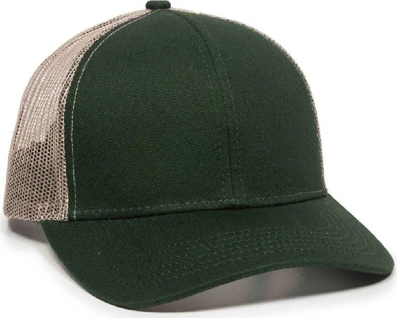 OC Sports MBW-600 Team Adjustable Mesh Back Ball Cap - Dk Green Khaki