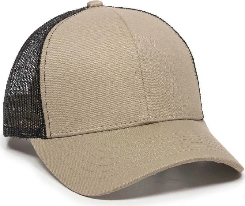 OC Sports MBW-600 Team Adjustable Mesh Back Ball Cap - Khaki Black