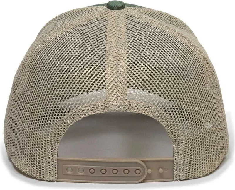 OC Sports OC771 Adjustable Mesh Back Cap - Light Olive Khaki Old Gold