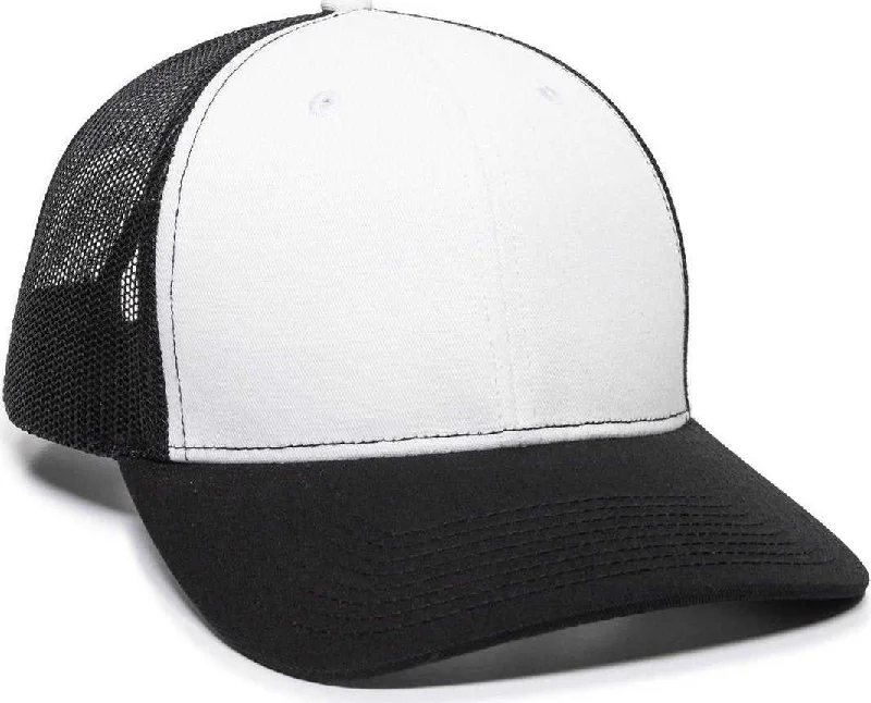 OC Sports OC771 Adjustable Mesh Back Cap - White Black Black