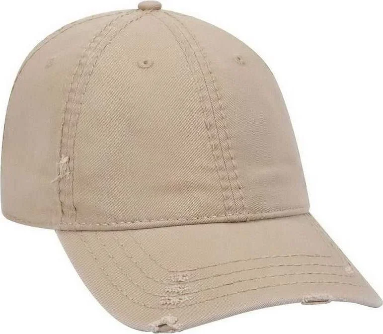 OTTO 104-1018 Distressed Superior Garment Washed Cotton Twill Low Profile Pro Style Cap - Khaki