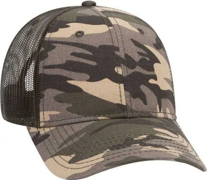 OTTO 105-1247 6 Panel Low Profile Syle Camouflage Cotton Twill Mesh Back Cap - Camo OliveMesh