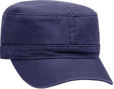 OTTO 109-791 Superior Garment Washed Cotton Twill Military Style Cap with Adjustable Hook and Loop - Navy