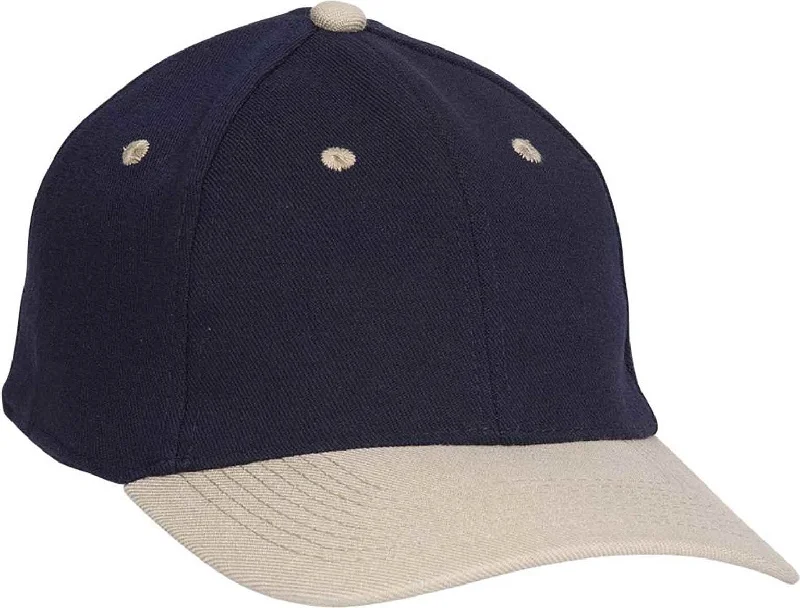 OTTO 11-194 Stretchable Wool Blend Low Profile Pro Style Cap - Khaki Navy