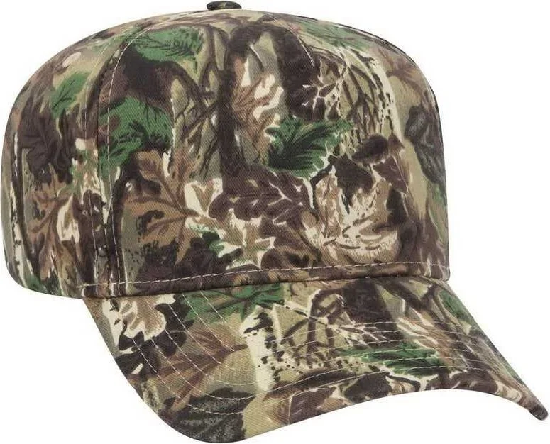 OTTO 120-838 Camouflage 5 Panel Mid Profile Style Cap - Light Loden Brown Kelly