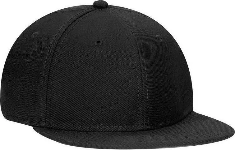 OTTO 125-978 Wool Blend Flat Visor Pro Style Snapback Cap - Black