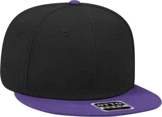 OTTO 125-978 Wool Blend Flat Visor Pro Style Snapback Cap - Purple Black Black