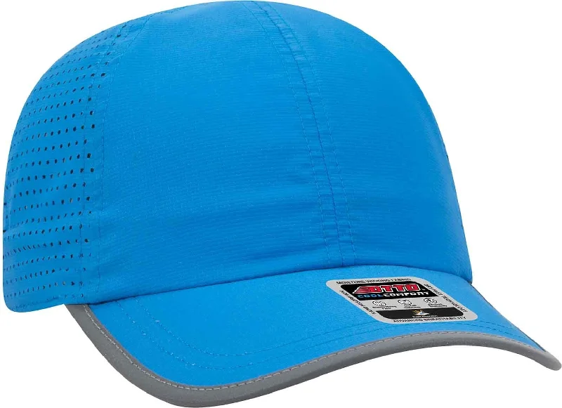 OTTO 133-1258 6 Panel Textured Polyester Pongee with Mesh Inserts Reflective Sandwich Visor Running Cap - Neon Blue