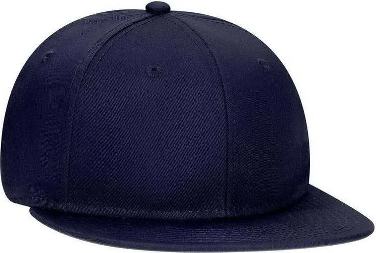 OTTO 145-1044 Superior Cotton Twill Round Flat Visor Youth 6 Panel Snapback Hat - Navy