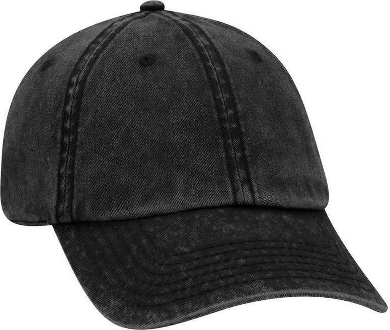 OTTO 18-1248 6 Panel Low Pro Snow Washed Superior Cotton Twill Cap - Black