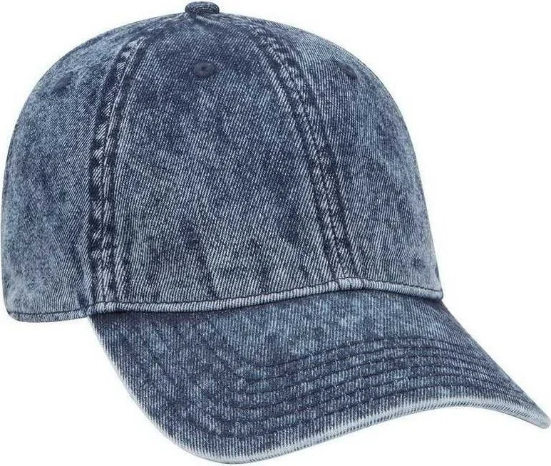 OTTO 18-1249 6 Panel Low Profile Snow Washed Denim Cap - Navy