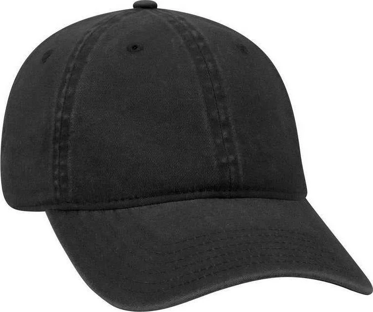 OTTO 18-202 Washed Pigment Dyed Cotton Twill Low Profile Pro Style Unstructured Soft Crown Cap - Black