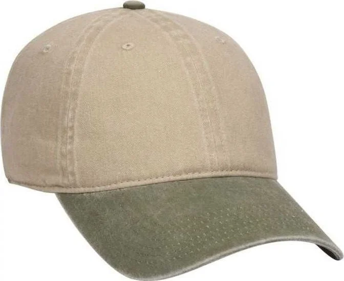 OTTO 18-202 Washed Pigment Dyed Cotton Twill Low Profile Pro Style Unstructured Soft Crown Cap - Olive Green Khaki