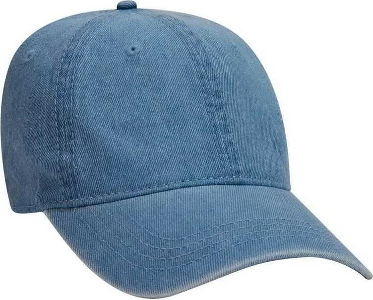 OTTO 18-204 Washed Pigment Dyed Denim Low Profile Pro Style Cap - Navy