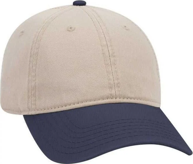 OTTO 18-772 Superior Garment Washed Cotton Twill Low Profile Pro Style Cap - Navy Khaki