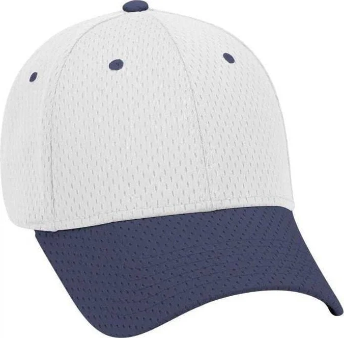 OTTO 19-366 Polyester Pro Mesh Gray Undervisor Low Profile Pro Style Structured Firm Front Panel Cap - Navy White