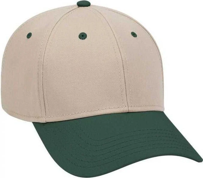 OTTO 19-768 Superior Cotton Twill Low Profile Pro Style Cap - Dark Green Khaki Khaki