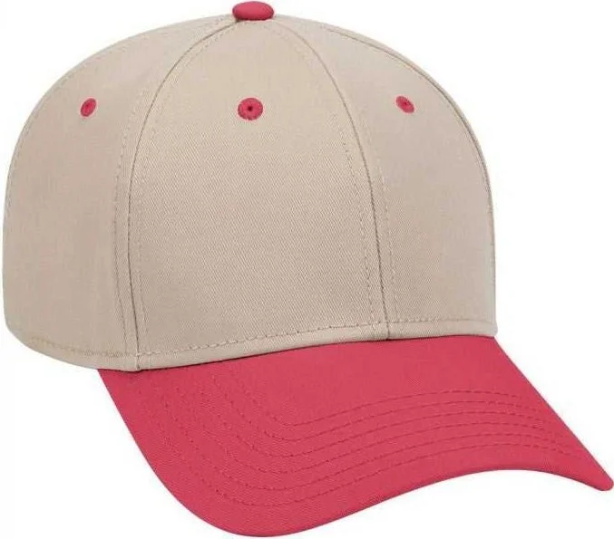 OTTO 19-768 Superior Cotton Twill Low Profile Pro Style Cap - Red Khaki Khaki