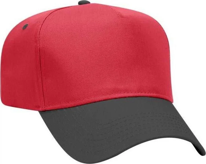 OTTO 31-069 Twill 5 Panel Pro Style Cap - Black Red