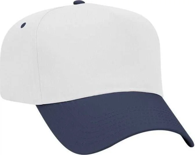 OTTO 31-069 Twill 5 Panel Pro Style Cap - Navy White