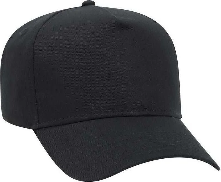 OTTO 31-538 Cotton Twill 5 Panel Pro Style Cap with Fabric Adjustable Hook - Black