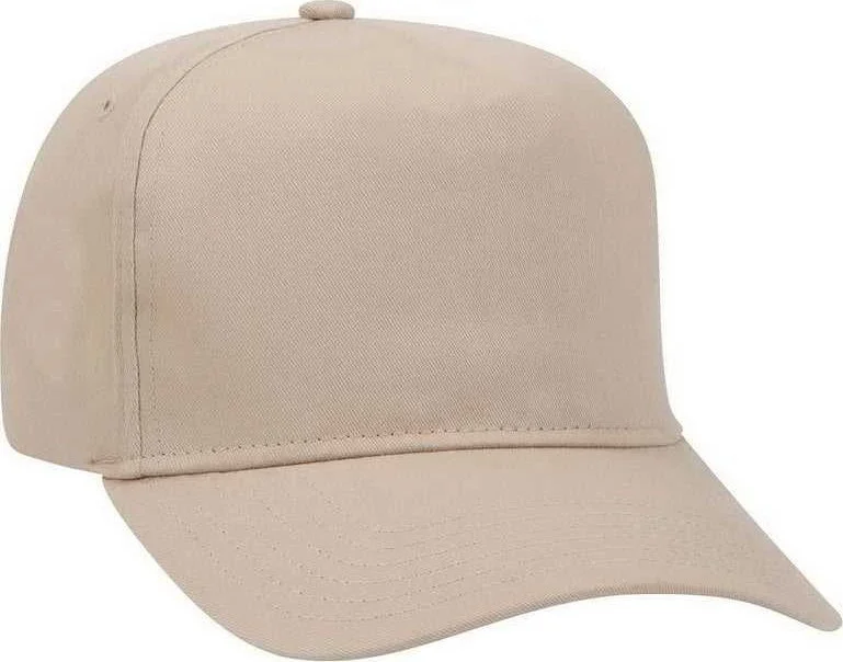 OTTO 31-538 Cotton Twill 5 Panel Pro Style Cap with Fabric Adjustable Hook - Khaki