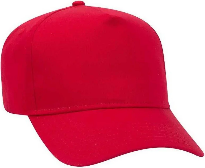 OTTO 31-538 Cotton Twill 5 Panel Pro Style Cap with Fabric Adjustable Hook - Red