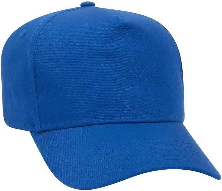 OTTO 31-538 Cotton Twill 5 Panel Pro Style Cap with Fabric Adjustable Hook - Royal