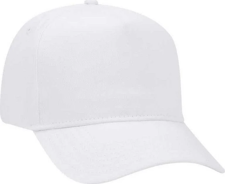 OTTO 31-538 Cotton Twill 5 Panel Pro Style Cap with Fabric Adjustable Hook - White