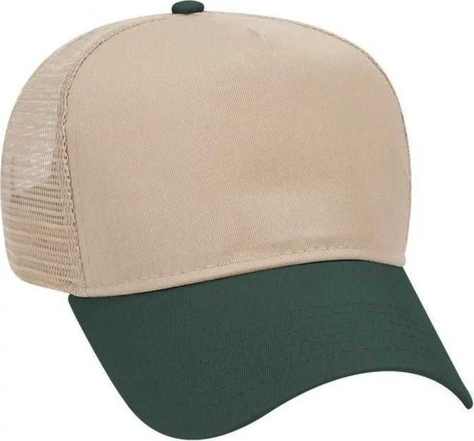 OTTO 32-285 100% Nylon Mesh Back Cotton Twill 5 Panel Pro Style Mesh Back Cap - Dark Green Khaki