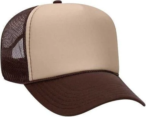 OTTO 32-467 Polyester Foam Front 5 Panel Pro Style Mesh Back Cap - Brown Tan Brown