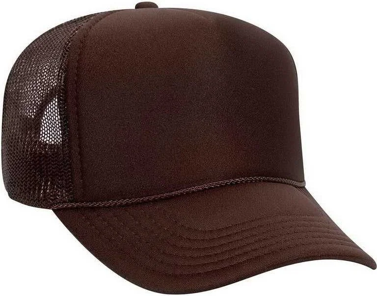 OTTO 32-467 Polyester Foam Front 5 Panel Pro Style Mesh Back Cap - Brown