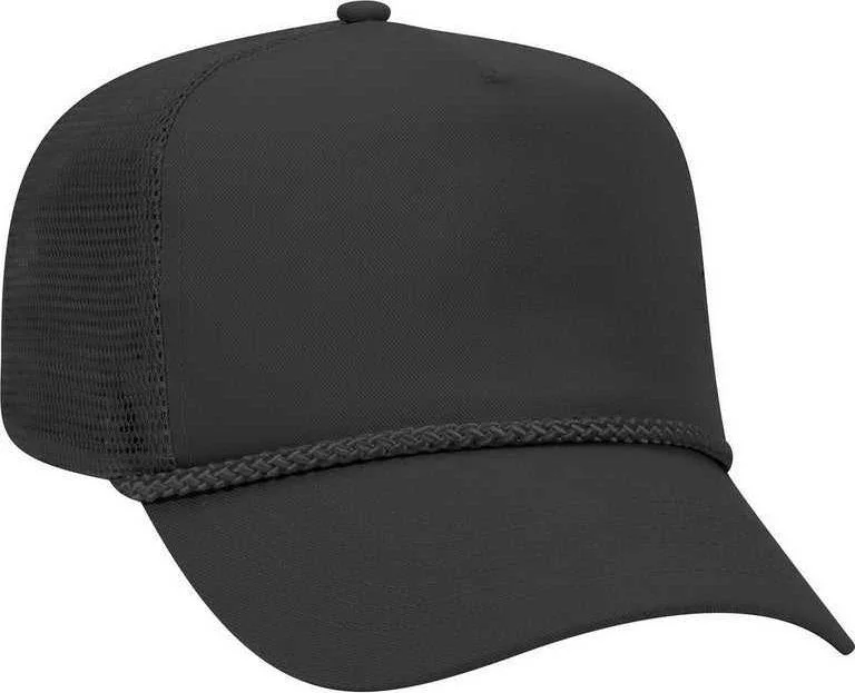 OTTO 39-071 Cotton Twill High Crown Golf Style Mesh Back Structured Firm Front Panel Cap - Black