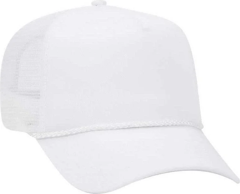 OTTO 39-071 Cotton Twill High Crown Golf Style Mesh Back Structured Firm Front Panel Cap - White