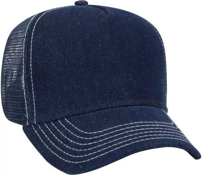 OTTO 39-090 Denim Golf Style Mesh Back Cap - Navy White