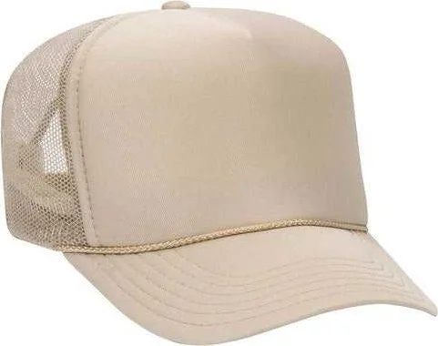 Otto 39-165 5 Panel Foam High Crown Mesh Back Trucker Snapback Cap - Khaki